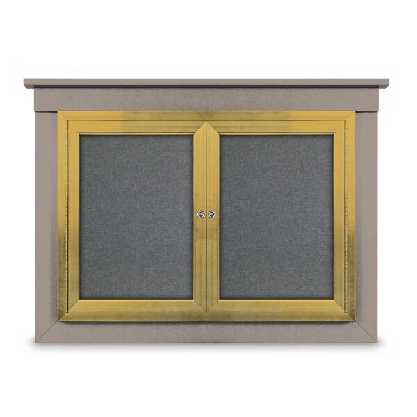 36"x36" 1-Door Enclosed Letterboard, Header, Blue Vinyl/Cherry